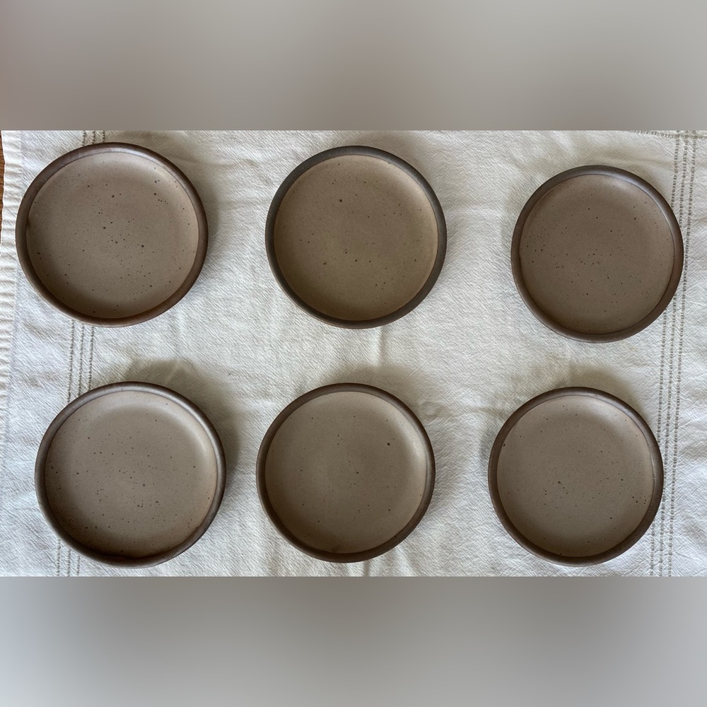 Set of six East Fork Pottery Morel cake plates